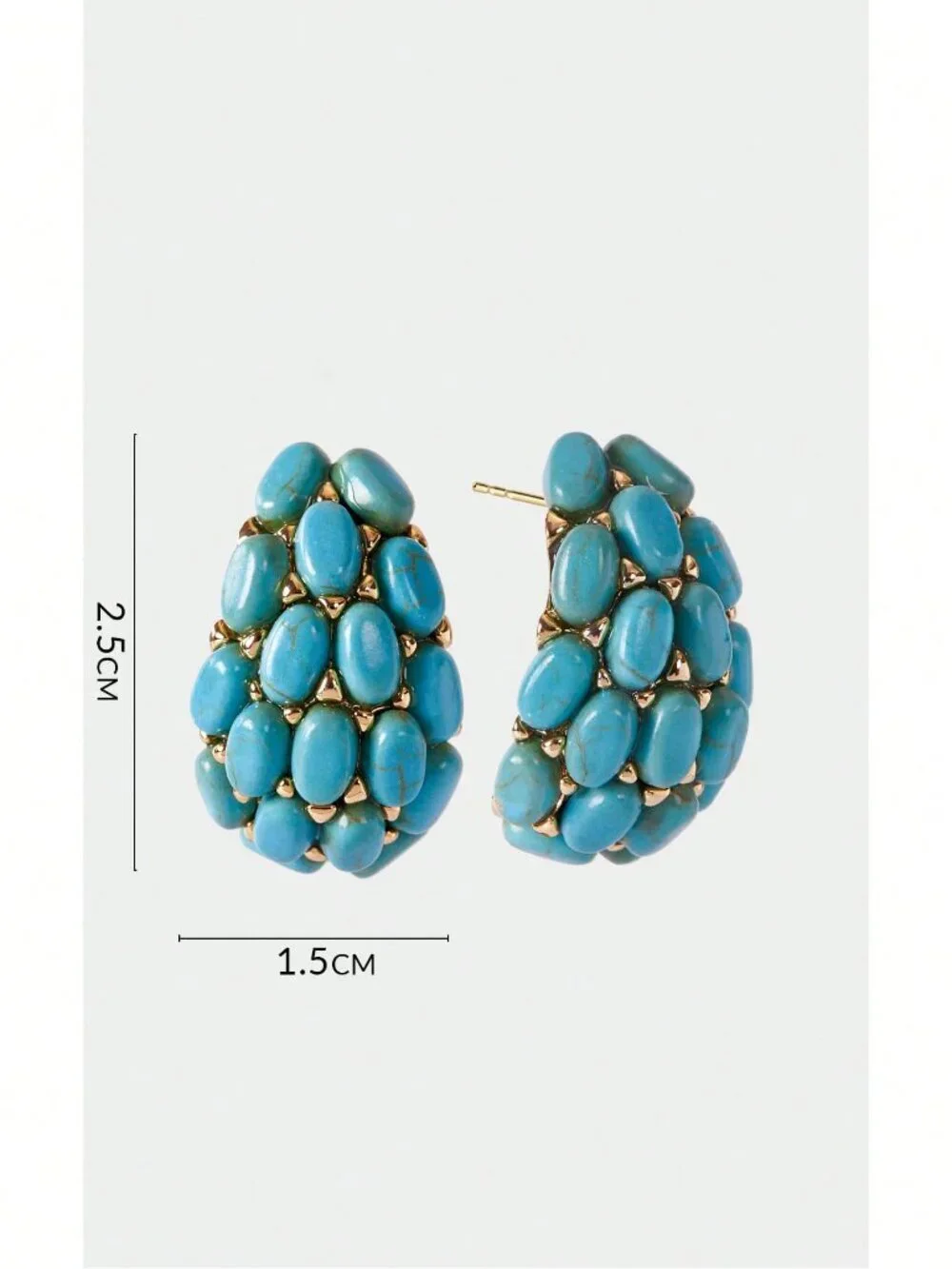 Peacock Blue Casual Women's Golden Stud Earrings